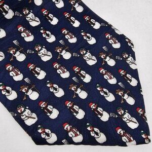 Museum Artifacts Silk Tie Christmas Winter Snowman With Broom Novelty Necktie